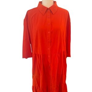 Elegant orange Button-Down Dress